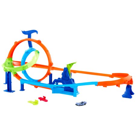 HOT WHEELS Stunt Tracks võidusõiduraja komplekt – Double Loop Challenge, JHK73 