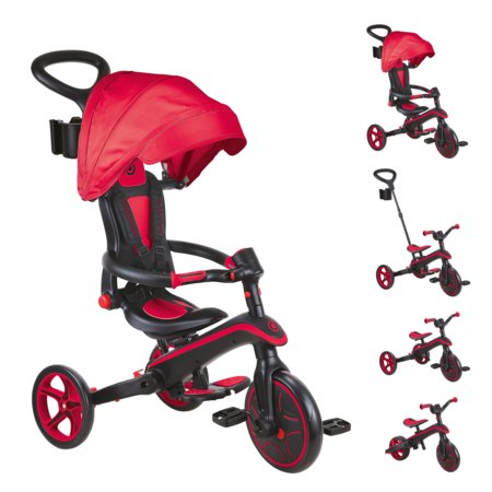 GLOBBER kolmerattaline jalgratas Explorer Trike Foldable 4 In 1, punane, 732-102 