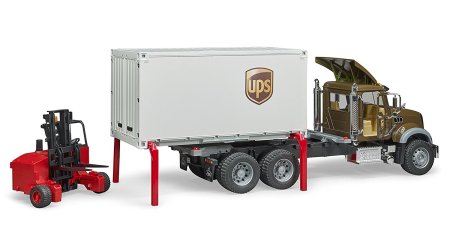 BRUDER 1:16 MACK Granite UPS logistikaveok koos tõstukiga, 02828 