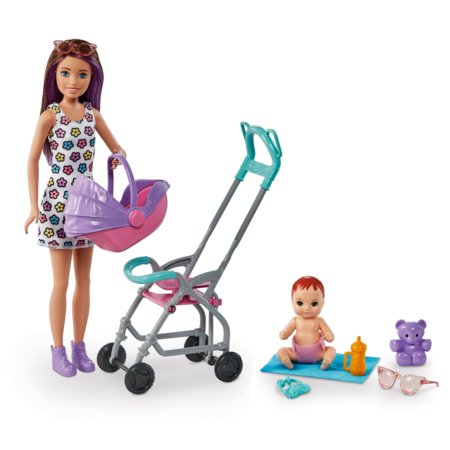 BARBIE lapsehoidja mängukomplekt nuku ja käruga Skipper, GXT34 GXT34