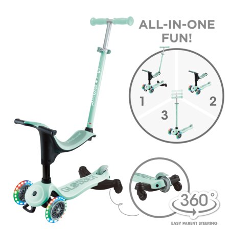 GLOBBER tõukeratas Go Up Sporty Lights 360°, piparmündi-pistaatsia, 456-706 S 