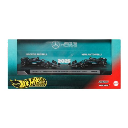 HOT WHEELS 1:64 Premium F1 Mercedes-Benz George Russell & Kimi Antonelli kahe auto komplekt, JMM93 