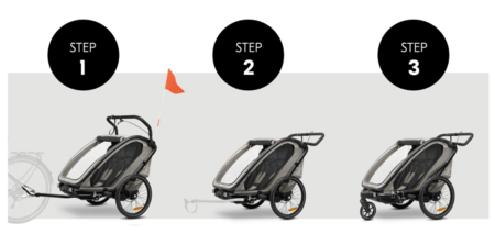 HAUCK käru/jalgrattahaagis 2 lapsele BIKE N WALK DUO, Light grey, 515082 