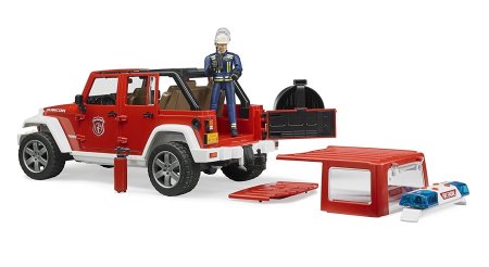 BRUDER 1:16 Jeep Wrangler tuletõrjeauto koos tuletõrjujaga, 02528 