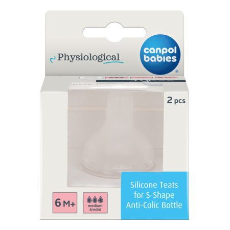 CANPOL BABIES silikoonist lutt S-kujulisele pudelile L (keskmine), 2 tk, 59/893 