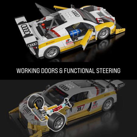 MATTEL BRICK SHOP HOT WHEELS 1:16 Elite Audi R8 LMS ehituskomplekt, JFT18 