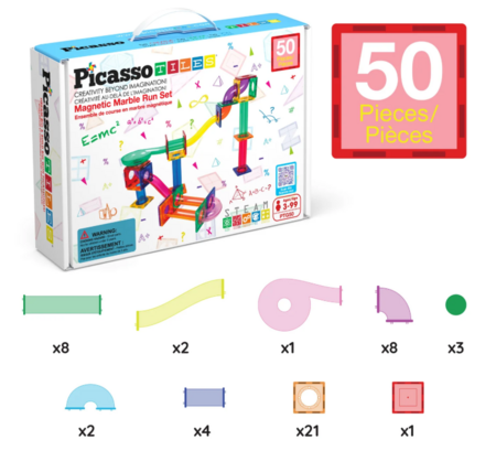 PICASSO TILES Magnetiline konstruktor Marble Run 50 osa, PTG50 