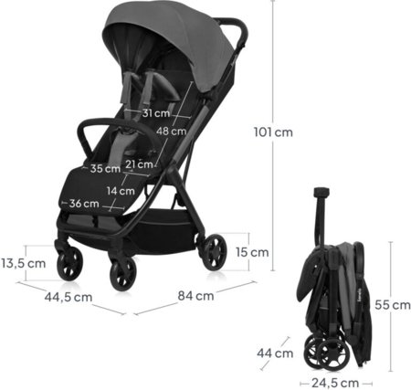 LIONELO jalutuskäru JULIE AIR, Grey stone 