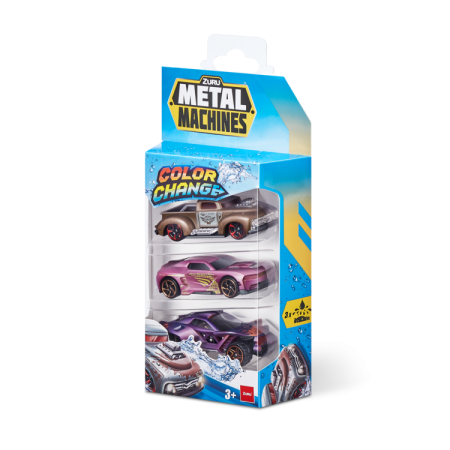 METAL MACHINES 3 autot komplekt värvimuutev, assortii, 67101 