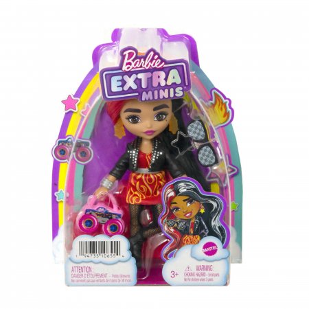 BARBIE Extra Mini nukk puna-mustakirjude juustega, HKP88 HKP88