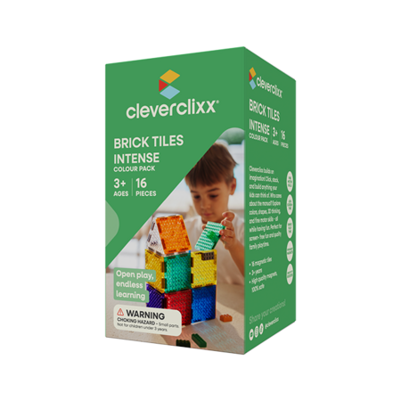 CLEVERCLIXX magnetkonstruktor Glitter Tiles Pack, 16 osa, CC-1023 