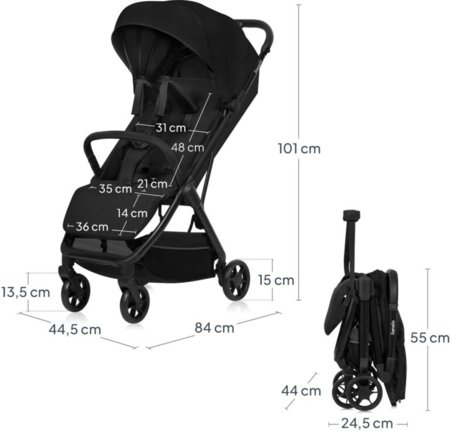 LIONELO jalutuskäru JULIE AIR, Black onyx 