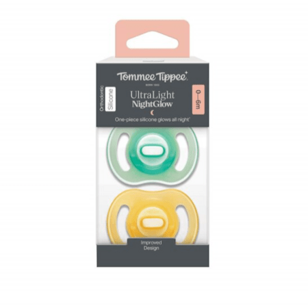 TOMMEE TIPPEE silikoonist lutt NIGHT GLOW ULTRALIGHT, 0-6 k., 2 tk., 433804 