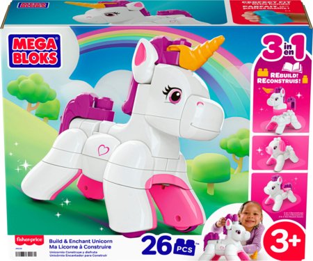 MEGA BLOKS BUILD AND ENCHANT 3 in 1 ükssarvik ehituskomplekt, JKG36 