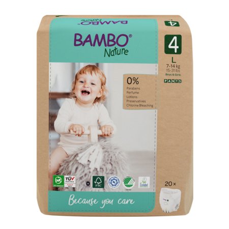 BAMBO püksmähkmed NATURE paberpakendis, 4 suurus, 7-14 kg, 20 tk., BAMB6506 