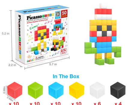 PICASSO TILES Magnetiline konstruktor magnetkuubikud 50 osa, PMC50 