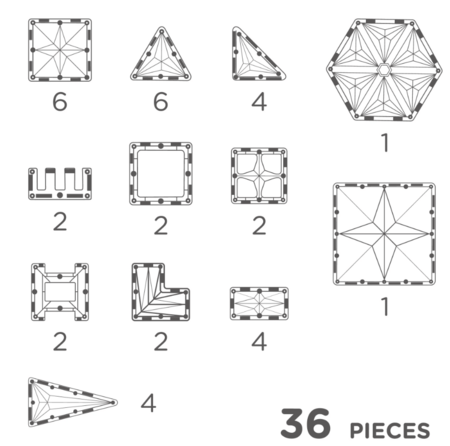 CLEVERCLIXX magnetkonstruktor Petite Pastel Pack, 36 osa, CC-1009 