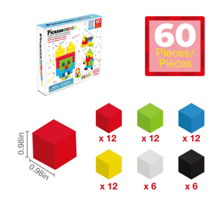 PICASSO TILES Magnetiline konstruktor magnetkuubikud 60 osa, PMC60 