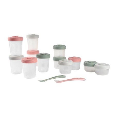 BEABA klaasitarvete komplekt (2x90ml + 4x150ml + 6x250ml) , lusikad (2 vnt.), Eucalyptus, 913502 