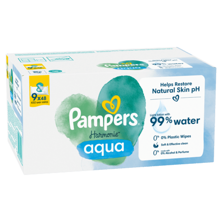 PAMPERS Niisked salvrätikud Harmonie Aqua, 9x48 tk, 81783736 