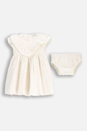 COCCODRILLO lühikeste varrukatega kleit ELEGANT BABY GIRL, kreemjas, WC5128202EBG-003-098, 98 cm 