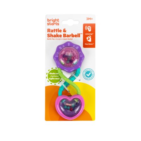 BRIGHT STARTS kõristi–hammasrõngas Rattle and Shake Barbell, 8672 
