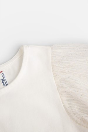 COCCODRILLO lühikeste varrukatega t-särk ELEGANT JUNIOR GIRL, ecru, WC4143201EJG-003- 