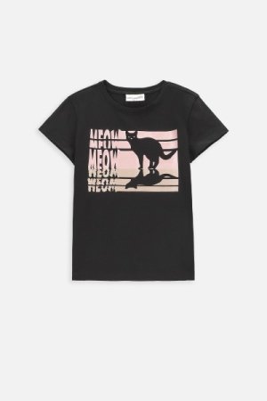 COCCODRILLO lühikeste varrukatega t-särk EVERYDAY GIRL A, mustad, WC4143203VGA-021- 