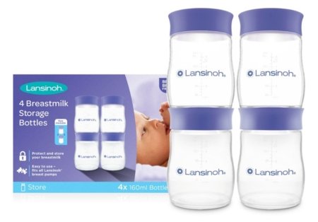 LANSINOH rinnapiima säilituspudelid, 4 × 160 ml, 20517 