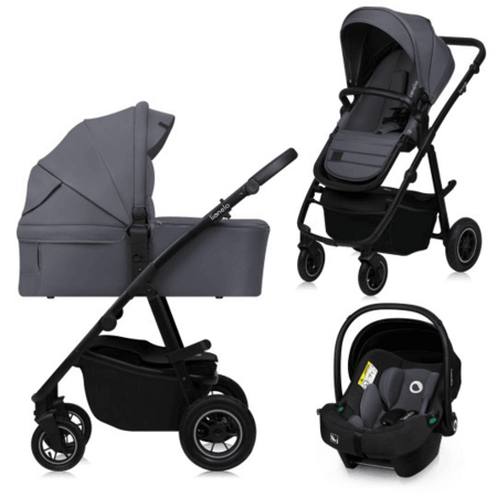 LIONELO universaalne käru AMBER PLUS 3in1, Grey graphite, LO-AMBER PLUS 