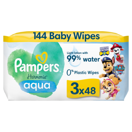 PAMPERS niisked salvrätikud HARMONIE AQUA PAW PATROL, 3x48 tk. 