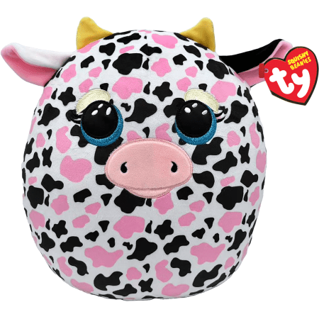 TY SQUISHY BEANIES pliušinis žaislas karvė MILKSHAKE, 25cm , TY39266 