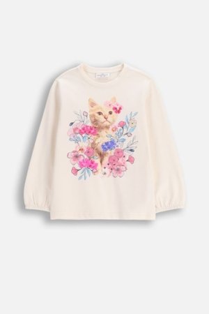 COCCODRILLO pikkade varrukatega t-särk, kreemi värv, WC6143103FGK-003-098 