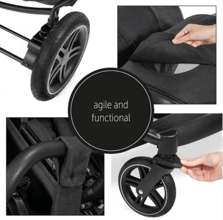 HAUCK jalutuskäru kaksikutele UPTOWN DUO, Melange black, 512180 