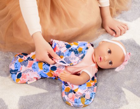 LULLABABY beebinukk üheosalise kleidi ja mähkmega, LBY7304Z 