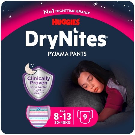 HUGGIES mähkmed DryNites Conv Girl D-Light, 8-15 a., 9 tk., 2244012 