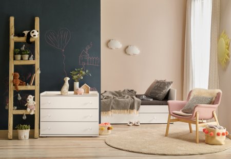 KLUPŚ lastetuba koos komoodiga COMPACT 3in1, 120x60 cm., White 