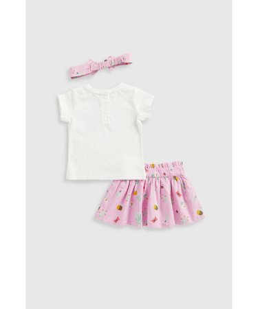 MOTHERCARE lühikeste varrukatega särk, seelik ja peapael, HC531 