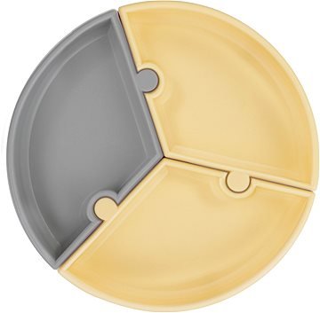 MINIKOIOI paigal püsiv taldrik PUZZLE, 6m+, Mellow Yellow/Powder Grey, 101390006  101390006