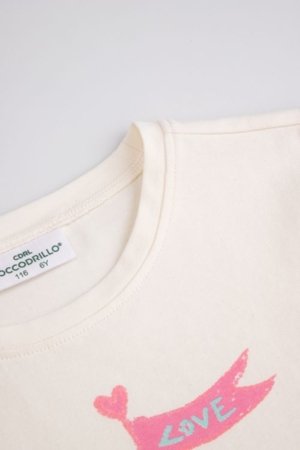 COCCODRILLO lühikeste varrukatega t-särk, kreemi värv, WC6143207FGK-003-092 