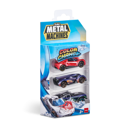 METAL MACHINES 3 autot komplekt värvimuutev, assortii, 67101 