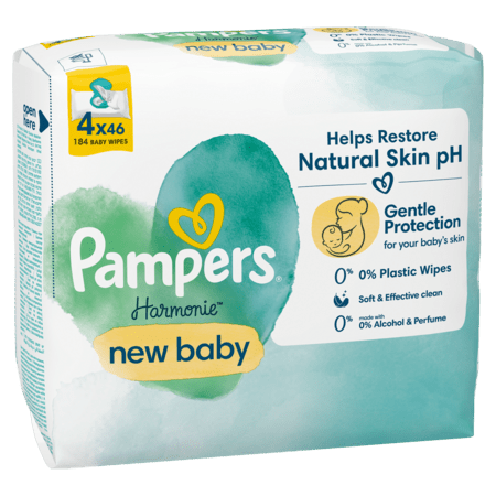 PAMPERS Niisked salvrätikud Harmonie New Baby, 4x46, 184 tk, 81783718 